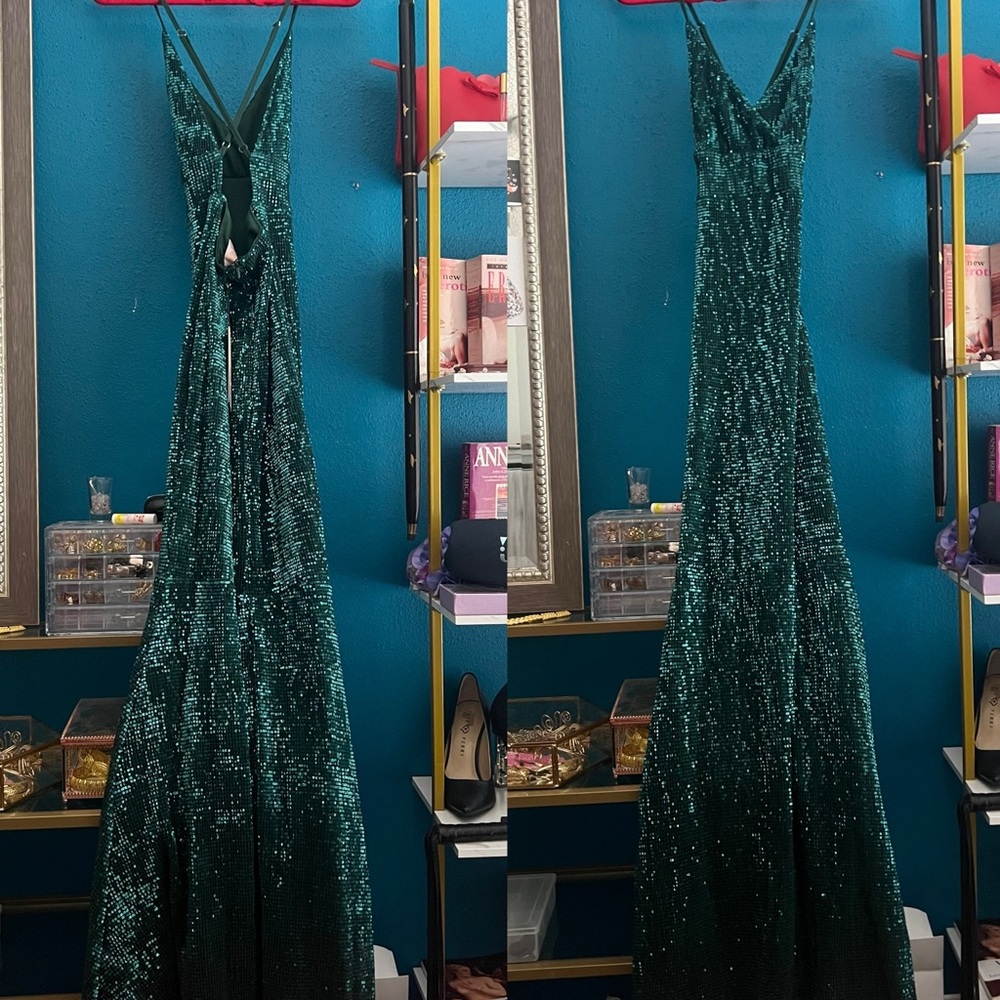 Club L London Green Sequin Maxi Dress